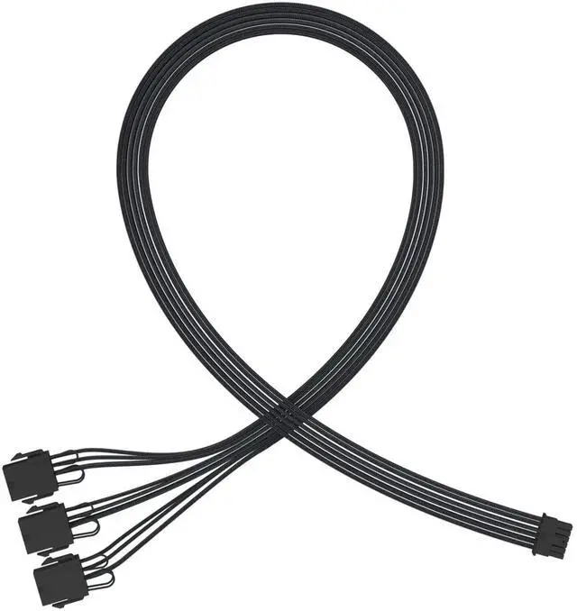 Main image of JAENFONG PCI-e 5.0 16-Pin (12+4) to 3x8 PCI-E Sleeved Extension Cable, 12VHPWR 16AWG PSU Extension Cable for GPU 3090Ti & RTX 4080 4090
