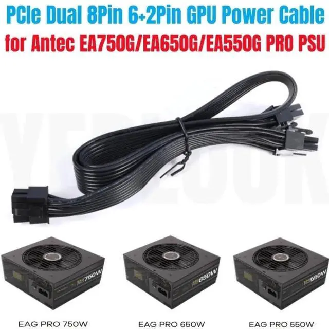 Main image of PCIe Dual 8Pin 6+2Pin VGA Graphic Card GPU Power Cable forAntec EAG 750W, 650W, 550W PRO Earthwatts 80+ GOLD Semi-Modular Power