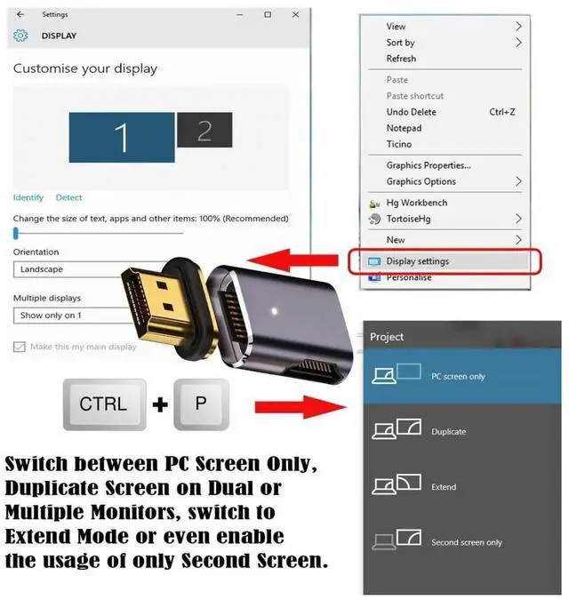 Alt view image 7 of 7 - JAENFONG  HDMI 2.1 Magnetic Connector, HDMI Male to Female 90 Degree Right Side 8K@60Hz 4K@120Hz 48Gbps High Speed Gold Plated Gender Change Adapter
