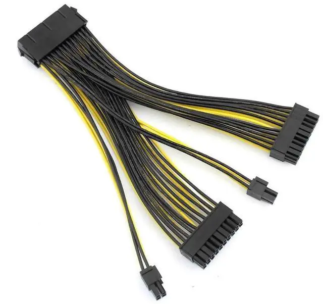 Alt view image 4 of 5 - JAENFONG 24P 20+4 Pin Dual PSU Power Supply Cable,18AWG ATX Motherboard Mainboard Adapter Connector Cable Mining Extension Cable - 20cm (1 Pcs)