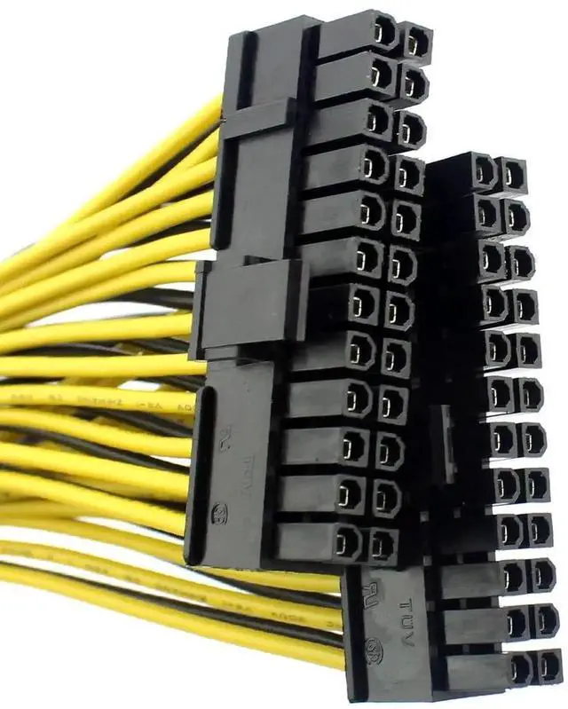 Alt view image 2 of 5 - JAENFONG 24P 20+4 Pin Dual PSU Power Supply Cable,18AWG ATX Motherboard Mainboard Adapter Connector Cable Mining Extension Cable - 20cm (1 Pcs)