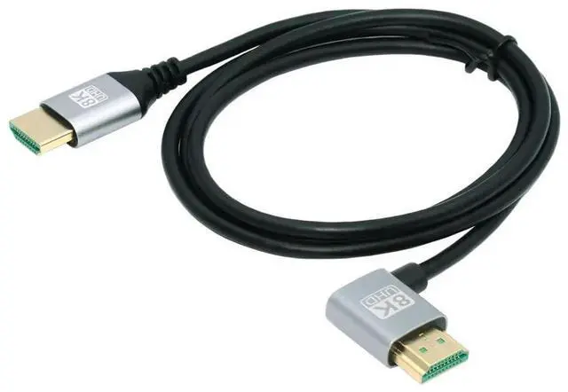 Alt view image 6 of 7 - JAENFONG  HDMI 2.1 Cable,HDMI Male to Male 90 Degree Right Angled 8K@60Hz 4K@120Hz 48Gbps Ultra High-Speed Gold-Plated Cable 1.0M for TV, Monitor, Computer