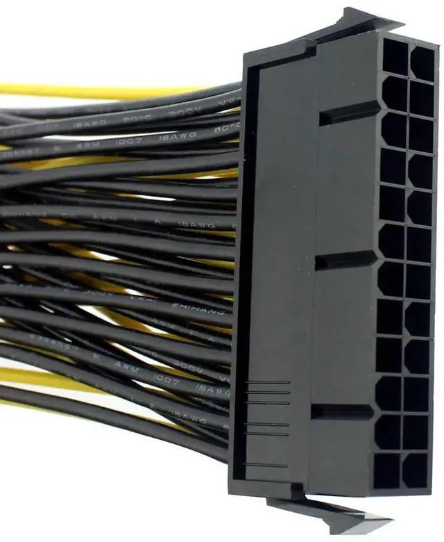 Alt view image 5 of 5 - JAENFONG 24P 20+4 Pin Dual PSU Power Supply Cable,18AWG ATX Motherboard Mainboard Adapter Connector Cable Mining Extension Cable - 20cm (1 Pcs)