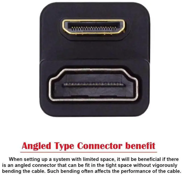 Alt view image 3 of 7 - JAENFONG  4K Cable 360 Degree Up Opposite U Shape Back Angled Mini HDMI 1.4 Male to HDMI Female Extension Adapter Converter