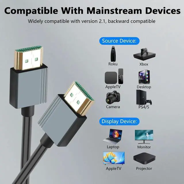 Alt view image 4 of 7 - JAENFONG  8K HDMI Coiled Cable, Ultra HD High Speed HDMI to HDMI Coiled Cable 2.1 Support 8K 4K 3D and Dynamic HDR Up to 48Gbps, Compatible with TV, PC,Camera Monitors Projector ect 3FT/0.9M