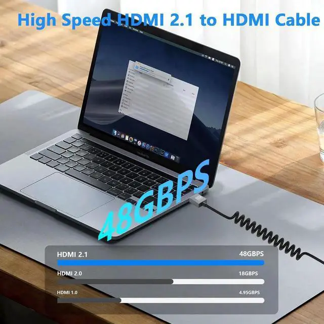 Alt view image 6 of 7 - JAENFONG  8K HDMI Coiled Cable, Ultra HD High Speed HDMI to HDMI Coiled Cable 2.1 Support 8K 4K 3D and Dynamic HDR Up to 48Gbps, Compatible with TV, PC,Camera Monitors Projector ect 3FT/0.9M