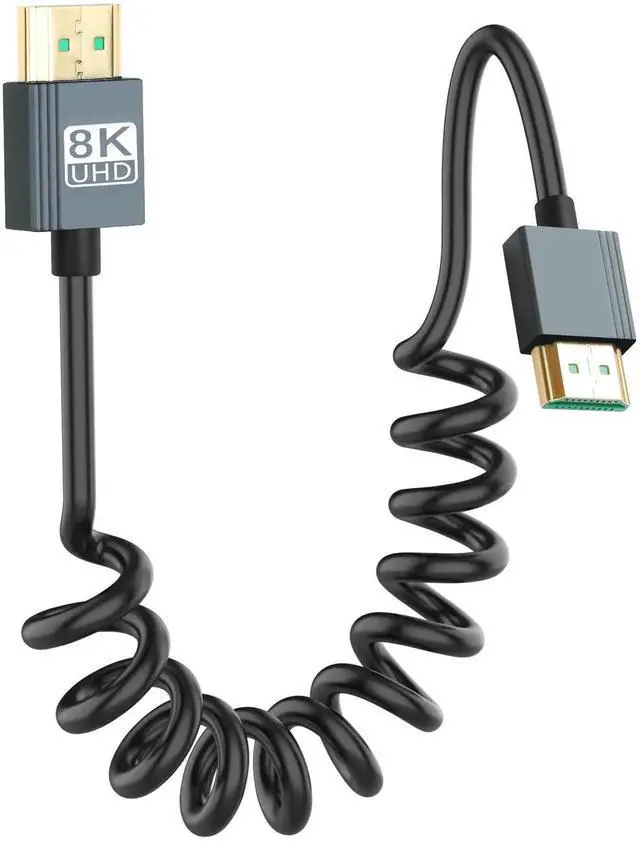 Main image of JAENFONG  8K HDMI Coiled Cable, Ultra HD High Speed HDMI to HDMI Coiled Cable 2.1 Support 8K 4K 3D and Dynamic HDR Up to 48Gbps, Compatible with TV, PC,Camera Monitors Projector ect 3FT/0.9M