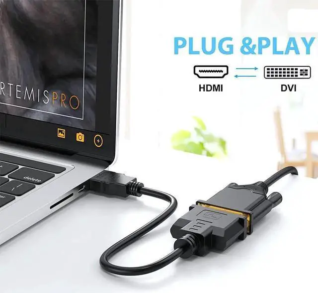Alt view image 6 of 7 - JAENFONG HDMI to DVI Short Cable 1ft, Bi-Directional DVI-I (24+5) Female to HDMI Male Adapter 1080P DVI to HDMI Converter Compatible with Xbox, PC, TV, TV Box, PS5, Blue-ray, Switch