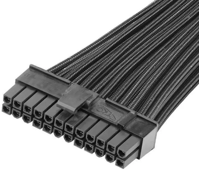 Alt view image 3 of 7 - JAENFONG ATX 24 Pin Motherboard Power Supply Sleeved Cable, ATX PSU Extension Wire, 24 Pin Male (4+20) to Female, 12 inch