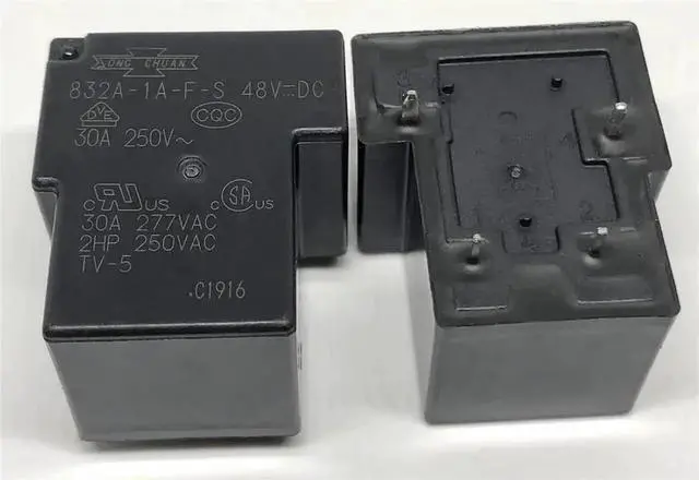 Main image of 832A-1A-D 24V ; 832A-1A-F-C-BH 832A-1A-C 832A-1A-C-BH 12V ; 832A-1A-F-C 832A-1A-F-S 48V ; (T90-1A-4P) Relay 4 Pins 1pcs(832A-1A-F-S 48VDC)