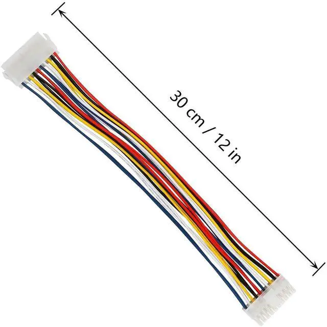 Alt view image 3 of 6 - JAENFONG 30cm ATX 20 Pin Male to 20 Pin Female Power Supply Extension Cable for Computer PC