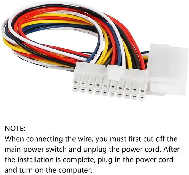 Alt view image 6 of 6 - JAENFONG 30cm ATX 20 Pin Male to 20 Pin Female Power Supply Extension Cable for Computer PC