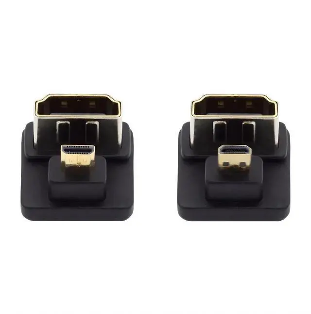 Main image of JAENFONG 2 Pack Micro HDMI Male to HDMI Female 4K@60Hz 180 Degree Angled Converter Connector Adapter