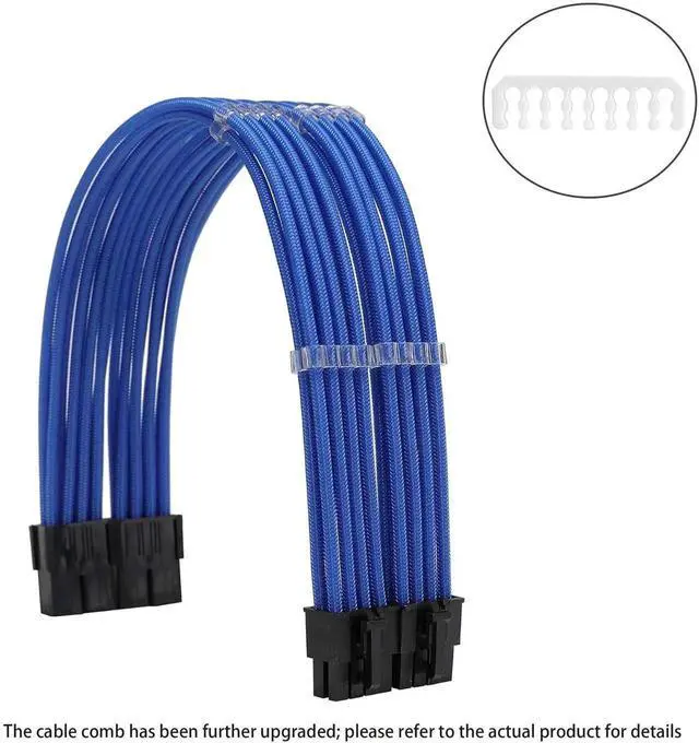 Alt view image 4 of 6 - JAENFONG Sleeve Extension Power Supply Cable Kit 18AWG ATX 24P+ EPS 8-P+PCI-E8-P with Combs for PSU to Motherboard/GPU (Blue)