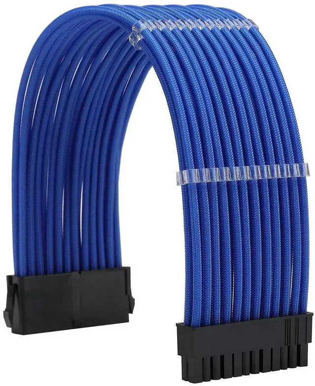 Alt view image 2 of 6 - JAENFONG Sleeve Extension Power Supply Cable Kit 18AWG ATX 24P+ EPS 8-P+PCI-E8-P with Combs for PSU to Motherboard/GPU (Blue)