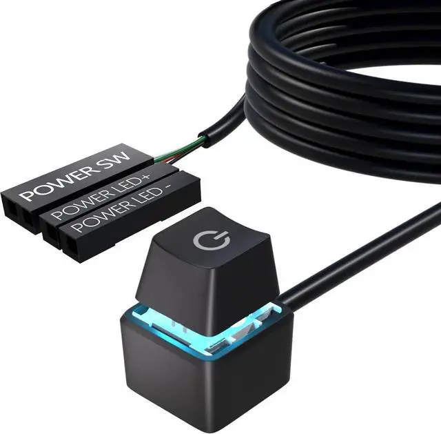 Main image of JAENFONG PC Power Button, Desktop External Led Power Switch On/Off, 65 inch External PC Start Button Computer Case for Computer Motherboard