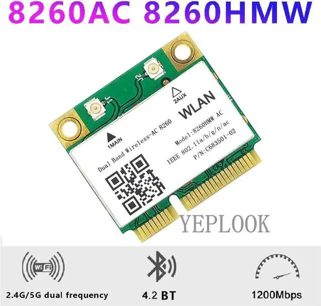 Alt view image 3 of 5 - WiFi Card Wireless-AC 8260 8260NGW AC8260 300Mbps+867Mbps Dual Band 2.4G/5Ghz 802.11AC 2x2 Bluetooth 4.2 Mini PCI-E Network Card