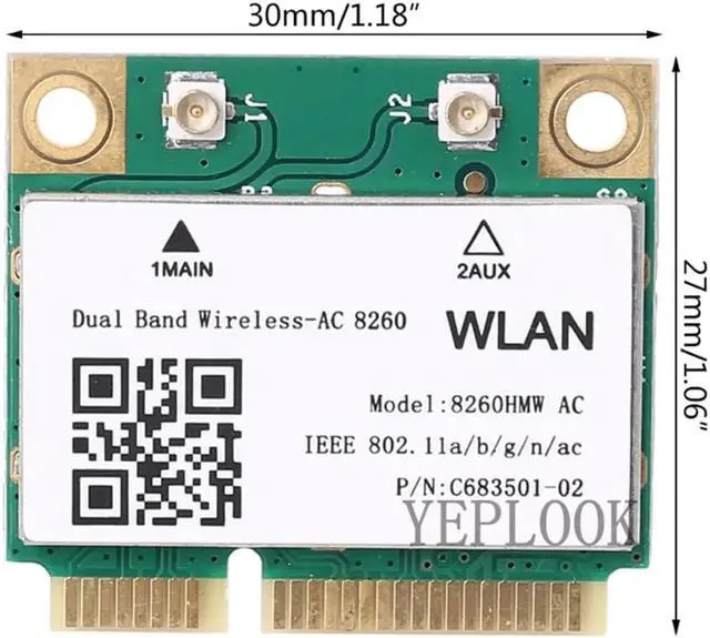 Alt view image 2 of 5 - WiFi Card Wireless-AC 8260 8260NGW AC8260 300Mbps+867Mbps Dual Band 2.4G/5Ghz 802.11AC 2x2 Bluetooth 4.2 Mini PCI-E Network Card