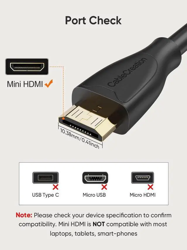Alt view image 7 of 7 - JAENFONG  Mini HDMI to HDMI Cable, High Speed 4K 60Hz HDMI Adapter Male to Male, Compatible with Camera, Camcorder, Laptops, Graphics Card, HDTV, Tablet, EOS RP/EOS 7D Mark II/XA40, 3FT