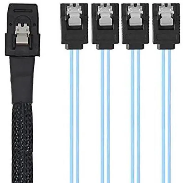 Alt view image 4 of 7 - JAENFONG Internal Mini SAS SFF-8087Host to 4 SATA 7pin Target Hard Disk 6Gbps Data Server Raid Cable 50cm