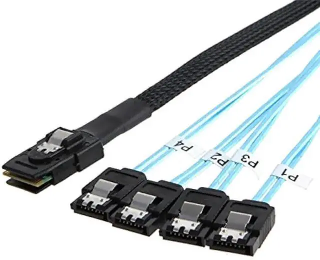 Alt view image 3 of 7 - JAENFONG Internal Mini SAS SFF-8087Host to 4 SATA 7pin Target Hard Disk 6Gbps Data Server Raid Cable 50cm