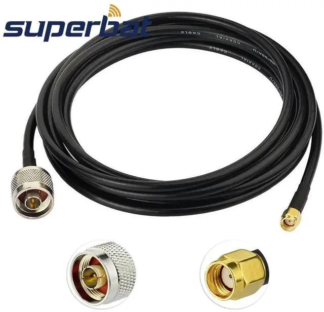 Alt view image 2 of 3 - 10ft N-Plug to RP-SMA Male/Female Pin Jumper Pigtail Cable RG58 3m for WiFi Antenna