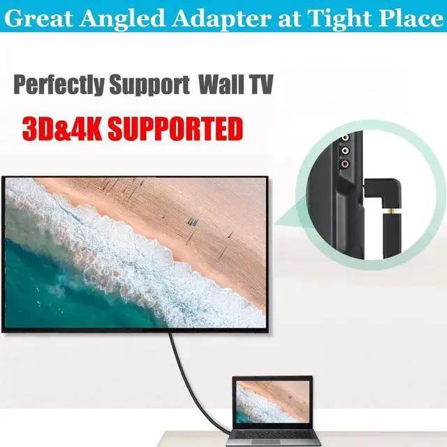 Alt view image 7 of 7 - JAENFONG  6 Pack HDMI 2.0 Male to Female Angled Adapter Left Right Up Down 90 270 Degree Right Angle HDMI Cable Connector Gold Plated 3D 4K Supported