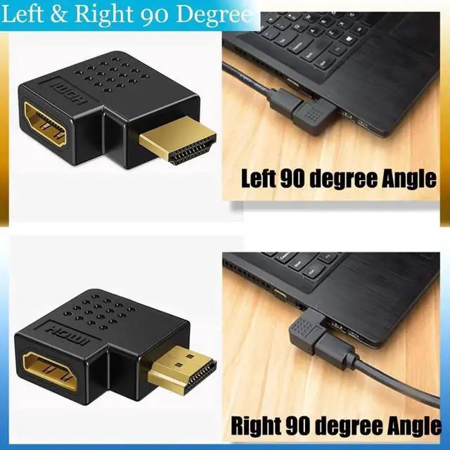 Alt view image 5 of 7 - JAENFONG  6 Pack HDMI 2.0 Male to Female Angled Adapter Left Right Up Down 90 270 Degree Right Angle HDMI Cable Connector Gold Plated 3D 4K Supported
