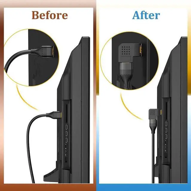 Alt view image 3 of 7 - JAENFONG  6 Pack HDMI 2.0 Male to Female Angled Adapter Left Right Up Down 90 270 Degree Right Angle HDMI Cable Connector Gold Plated 3D 4K Supported