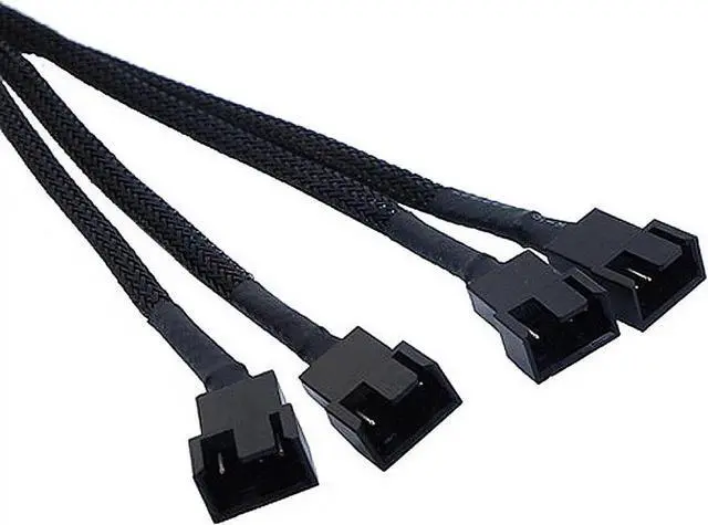 Alt view image 5 of 6 - JAENFONG PWM Fan Splitter Cable Hub 1 to 4 Power Adpater,Motherboard PMW 4-pin Fan Sleeved Braided Y Splitter Internal Power Extension Cable for Computer CPU/Case Fan 1x4 Converter - 10 inches