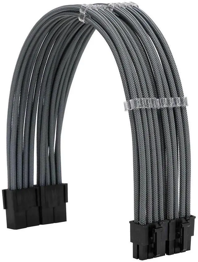 Alt view image 2 of 6 - JAENFONG Sleeve Extension Power Supply Cable Kit 18AWG ATX 24P+ EPS 8-P+PCI-E8-P with Combs for PSU to Motherboard/GPU (Grey)