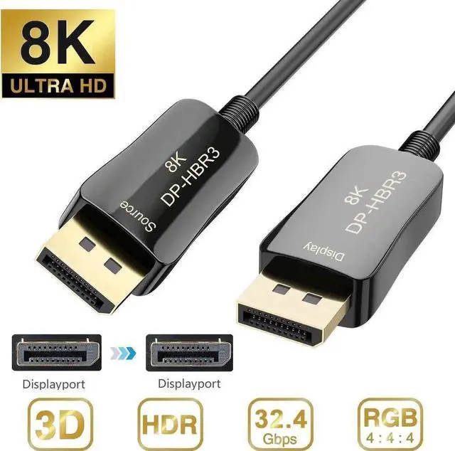 Main image of DisplayPort to Displayport Cable , DP to DP Cable 1.4 Gold-Plated Ultra High Speed DisplayPort Cord, 8K@60Hz 4K@144Hz for Laptop PC Projector TV etc- Gaming Monitor DP Cable- 6.6 ft.