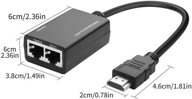 Alt view image 4 of 7 - JAENFONG  HDMI Extender Over HDMI to Cat5e/6 Network Balun Adapter Converter 100FT/30M Sender Signal Amplifier Repeater Transmitter Support Up to 1080P