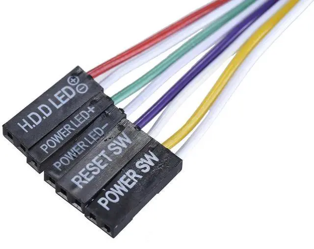 Alt view image 2 of 7 - JAENFONG 2 Pack Desktop Computer Case Motherboard On/Off/Reset/HDD Switch Power Cord PC Power Button Switch Power SW Cable ATX Case Front Bezel Wire with Red Green LED Indicator Light 2-Pin 27-inch