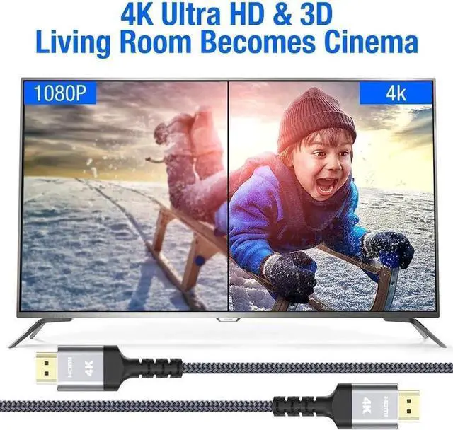 Alt view image 3 of 7 - JAENFONG  4K HDMI Cable 15FT,Highwings 2.0 High Speed 18Gbps HDMI Braided Cord-Supports (4K 60Hz HDR,Video 4K 2160p 1080p 3D HDCP 2.2 ARC-Compatible with Ethernet PS4/3 4K Projector Game Monitor ect-G