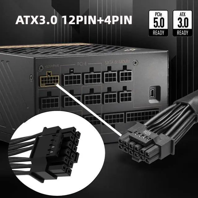 Alt view image 6 of 7 - JAENFONG ATX3.0 PCI-E 5.0 Power Modular 12VHPWR Cable 16Pin to 16Pin for 3080 3090TI 4080 4090 PSU 12+4Pin Graphics Card