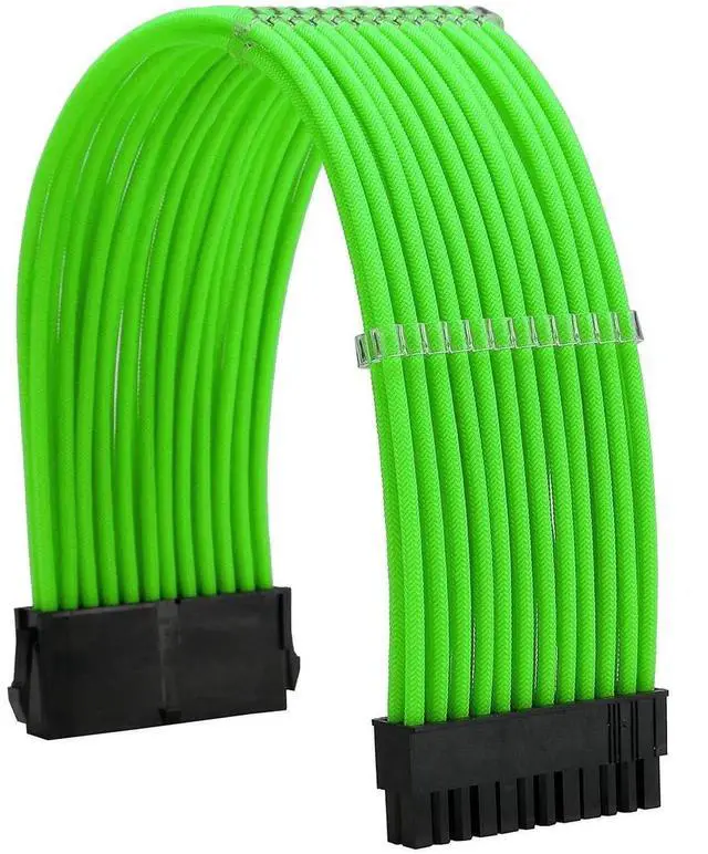 Alt view image 3 of 6 - JAENFONG Sleeve Extension Power Supply Cable Kit 18AWG ATX 24P+ EPS 8-P+PCI-E8-P with Combs for PSU to Motherboard/GPU (Green)