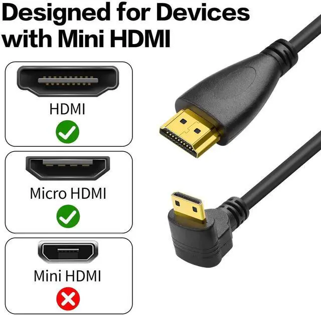 Alt view image 2 of 7 - JAENFONG 90 Degree Mini HDMI Coiled Cable Mini HDMI Male to HDMI Male Stretch Coiled Cord for Cameras, DSLRs, Camcorders, Portable Screens and Monitors (Up Angle)