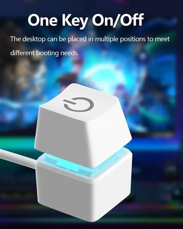 Alt view image 7 of 7 - JAENFONG PC Switch Button, External Power Button with 65 inch Cable, LED Light, Compatible with PC Case and Motherboard