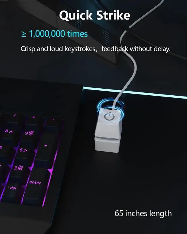 Alt view image 4 of 7 - JAENFONG PC Switch Button, External Power Button with 65 inch Cable, LED Light, Compatible with PC Case and Motherboard