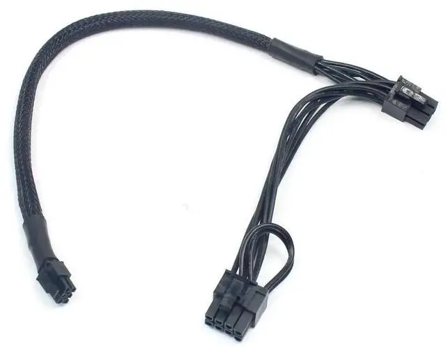 Alt view image 2 of 6 - JAENFONG Mini 6Pin to PCI-E 6Pin & 8Pin (6+2) Dual PCI-E Ports Video Graphic Card Power Cable for G5 / Mac Pro 30CM+15CM (with Wire Cover)