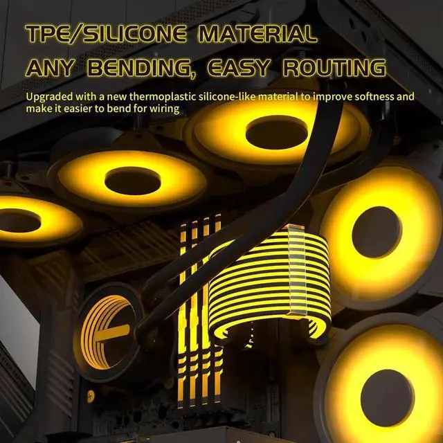 Alt view image 4 of 7 - JAENFONG 24 Pin RGB Cable,RGB PSU Cables Extensions - 5V 3Pin Addressable ARGB Motherboard Power Supply fit Black PC Case Build Black Style