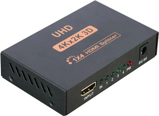 Alt view image 2 of 4 - JAENFONG Ultra HD 4K 4 Port HDMI Splitter 1x4 Repeater Amplifier 1080P 3D Hub 1 In 4 Out