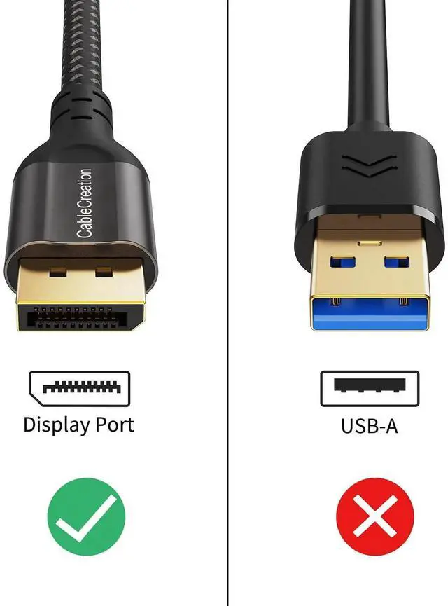 Alt view image 5 of 7 - JAENFONG  8K DisplayPort Cable 1.4, 10FT DP Cable (8K@60Hz, 4K@144Hz, 1080P@240Hz) HBR3 Support 32.4Gbps, HDCP 2.2, HDR10 FreeSync G-Sync for PC, Laptop to TV, Gaming Monitor and Graphics