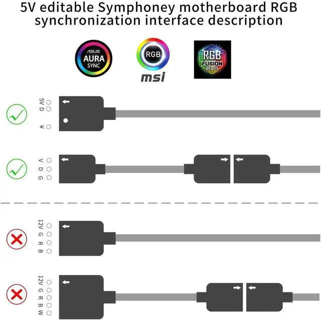 Alt view image 5 of 7 - JAENFONG 5V 3Pin RGB LED Splitter 10-Port 3Pin LED Hub Controller with 50CM Extension Cable