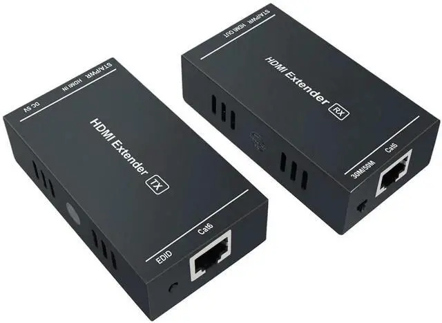 Alt view image 5 of 6 - JAENFONG  HDMI Extender 1080p@60Hz, 3D, Over Single Cat5e/Cat6/Cat 7 Cable Full HD Uncompressed Transmit Up to 164 Ft(50m), EDID and POC Function Supported (Transmitter and Receiver)