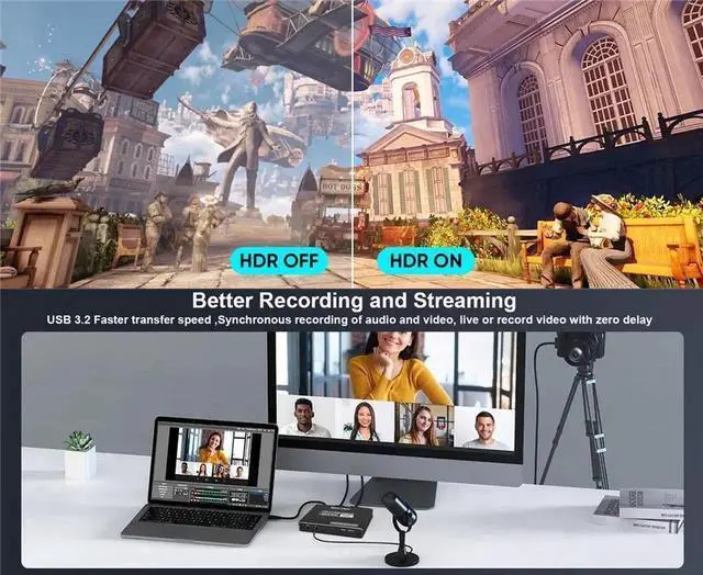 Alt view image 3 of 7 - JAENFONG  2K 144FPS Capture Card, Audio Video Capture Card with Microphone 4K HDMI Loop-Out, 4K 60fps Video Recorder for Gaming/Live Streaming/Video Conference, Works for Nintendo Switch/PS4/OBS/Camer