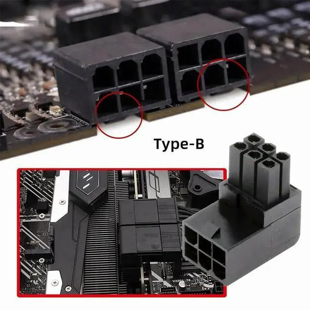 Alt view image 6 of 7 - JAENFONG 2pcs/lot ATX 6Pin Male to Female Power Header Adapter 90 Degree Up Down Angled for GPU Graphics Card