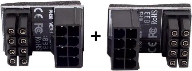 Alt view image 5 of 7 - JAENFONG ATX 8Pin Female to 8pin Male 180 Degree Angled Adapter for Desktops Graphics Card