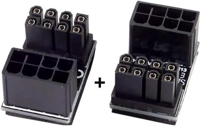 Alt view image 3 of 7 - JAENFONG ATX 8Pin Female to 8pin Male 180 Degree Angled Adapter for Desktops Graphics Card